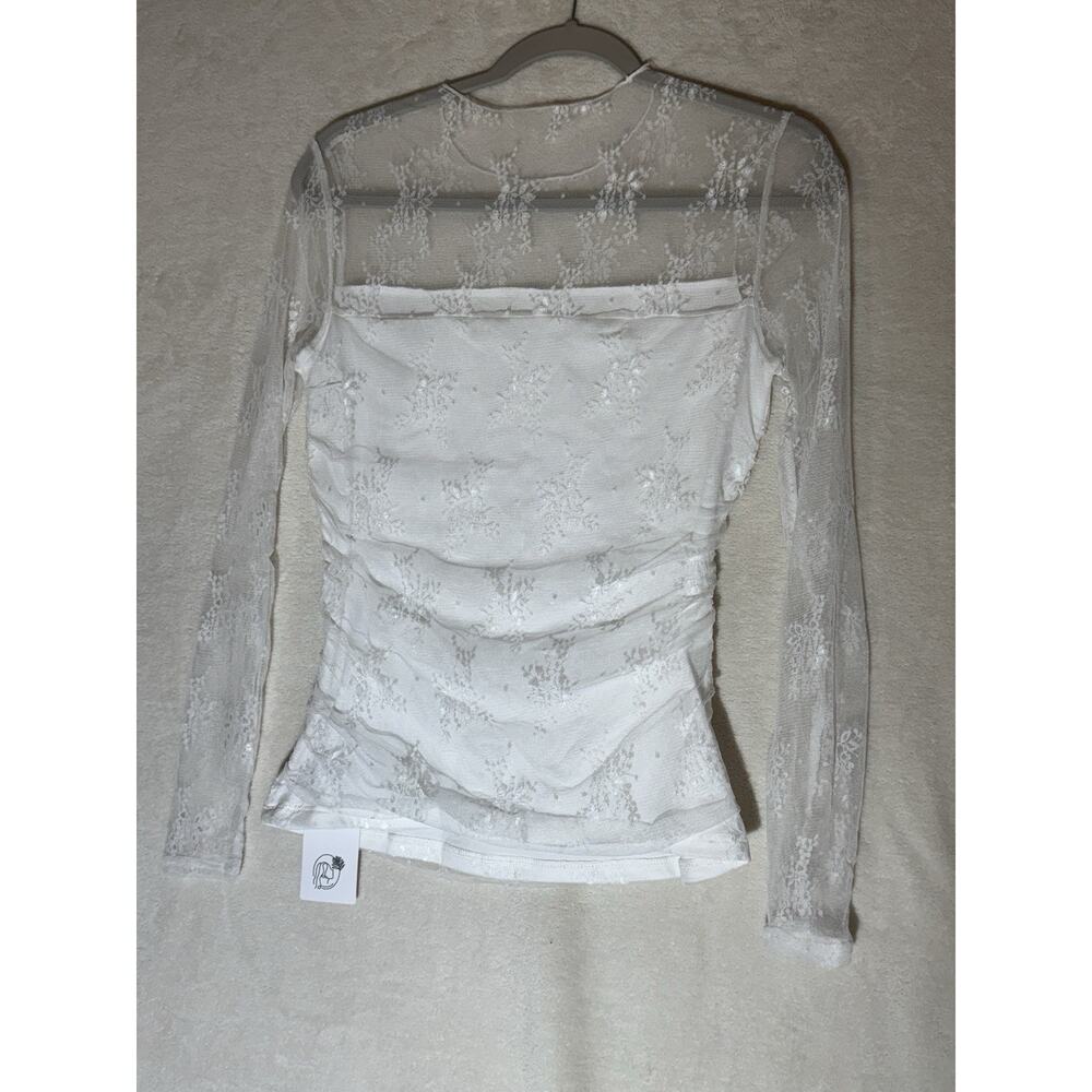 Women's Long Sleeve Sheer Lace Top NWT Size Medium White